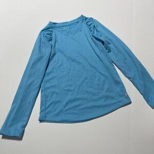 BCG Girls Shirt Youth Medium M 8 10 Long Sleeve V-neck Blue Lightweight Active